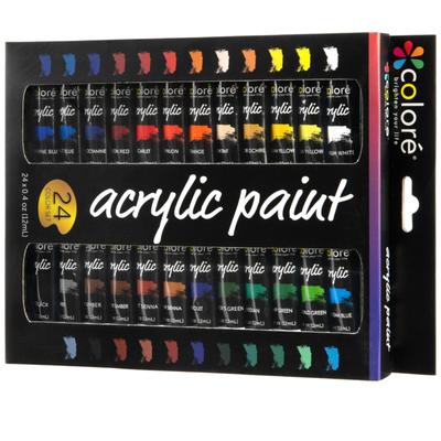 Farby Akrylowe W Tubce Profesjonalne Komplet Zestaw Naj Kolory 24 X 12Ml