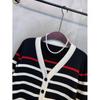 C S In The Room Women Color bloCked Stripe V neCk Ribbed Cardigan 2Color C