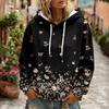 Women's Floral Print Long Sleeve Hoodie with Pocket and Casual Pullover Sweatshirt