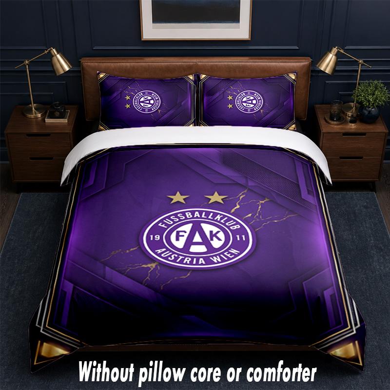 Austria Wien FC Design Bed Bedding Set 1 Duvet Cover + 2 Pillowcases Soft Breathable Household Bed Linens