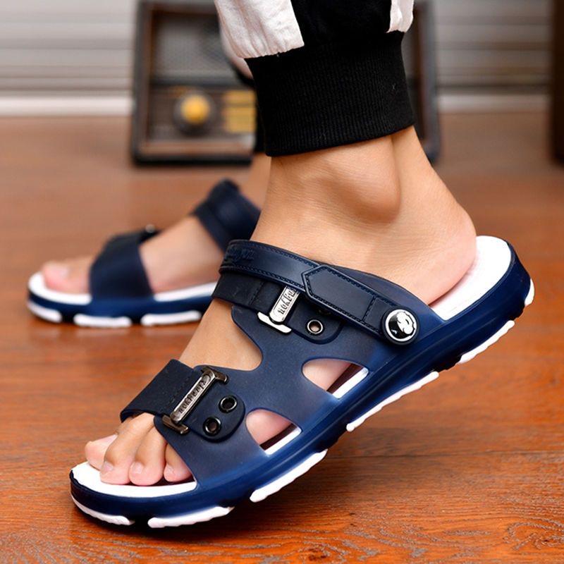 Spring and Summer Footwear Plus Size Round Head Soft Bottom Flat Sandals Men's Shoes