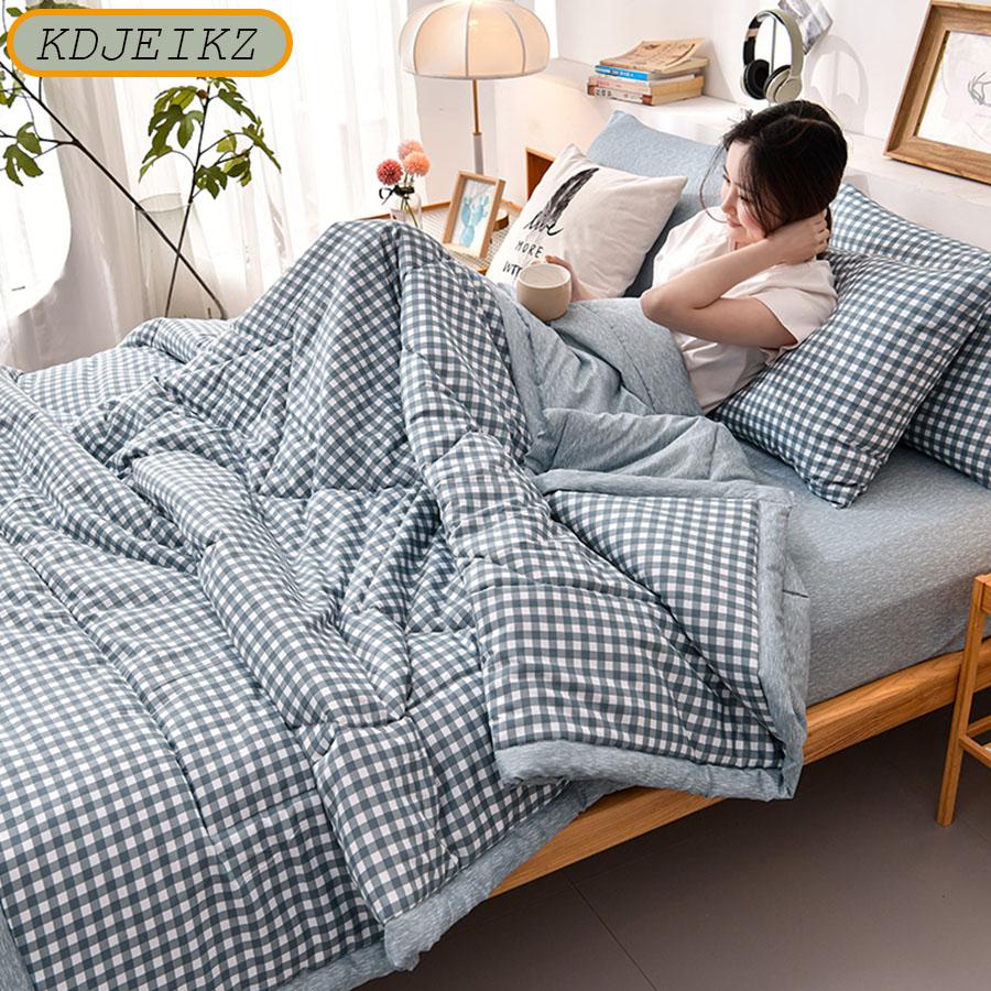 KDJEIKZ Double-sided Simple Summer Quilt Children Adult Microfiber Air Conditioning Quilt Core Picnic Travel Cover Blanket