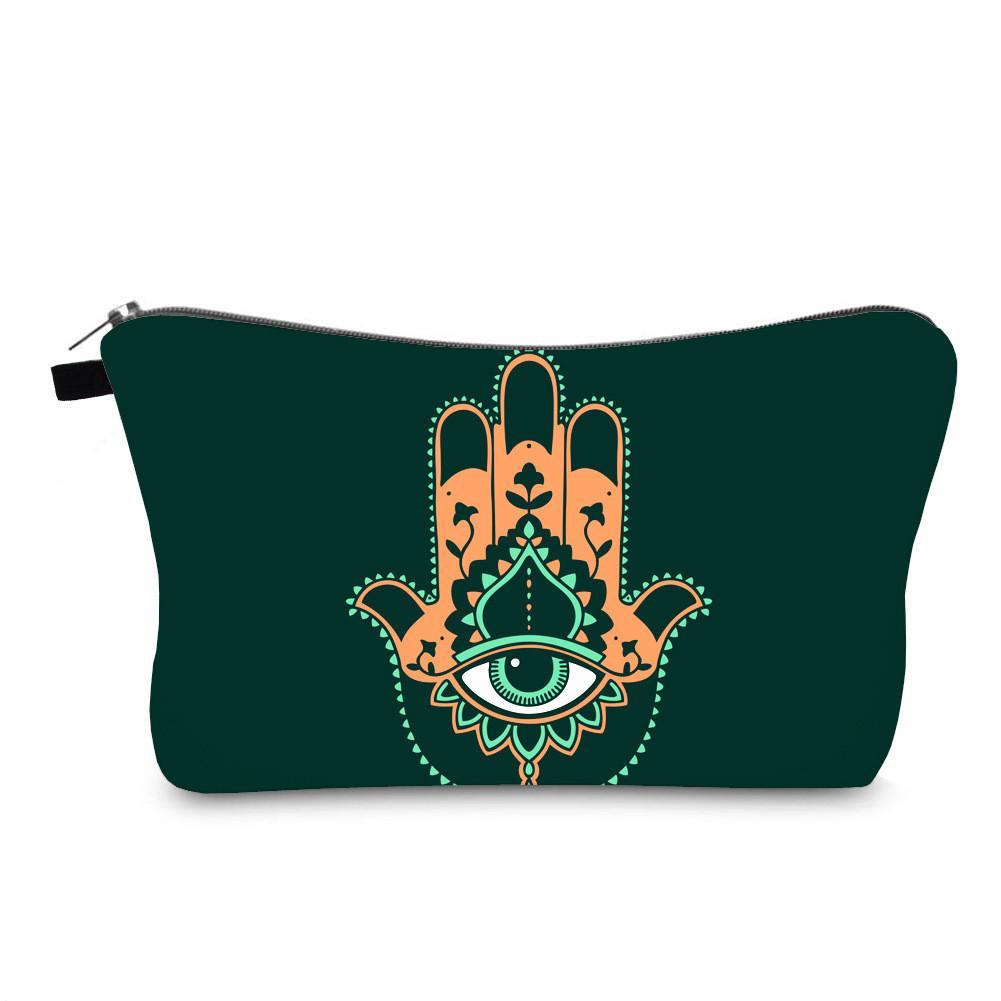 Evil Eye Print Makeup Bag Vintage Style Travel Storage Pouch Portable Hand Clutch Toiletry Bag