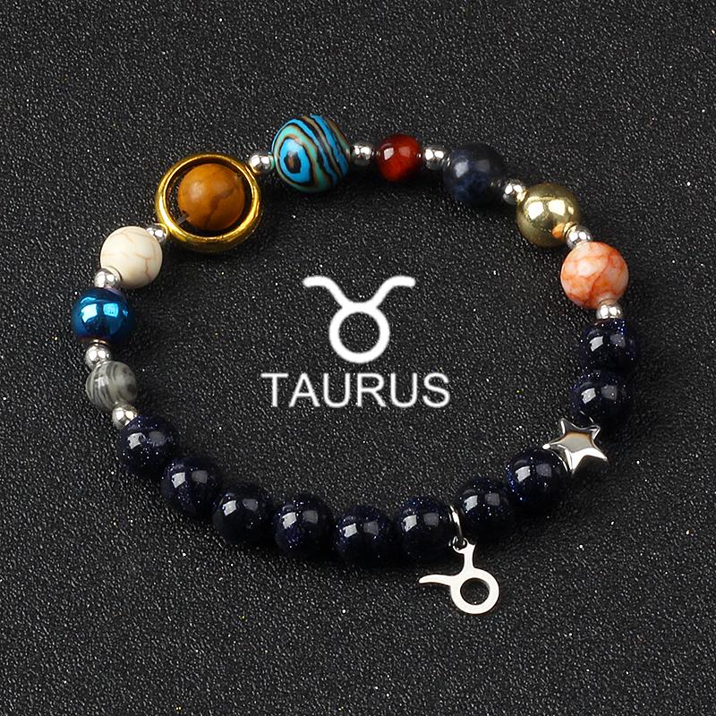 Solar System Galaxy Planets Bracelets for Women Women Zodiac Virgo Cancer Leo Libra 12 Constellation Charm Bracelet Jewelry Gift