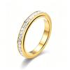 Light luxury temperament rotatable single row full diamond titanium steel ring women's 18k non-fading zircon gypsy couple ring