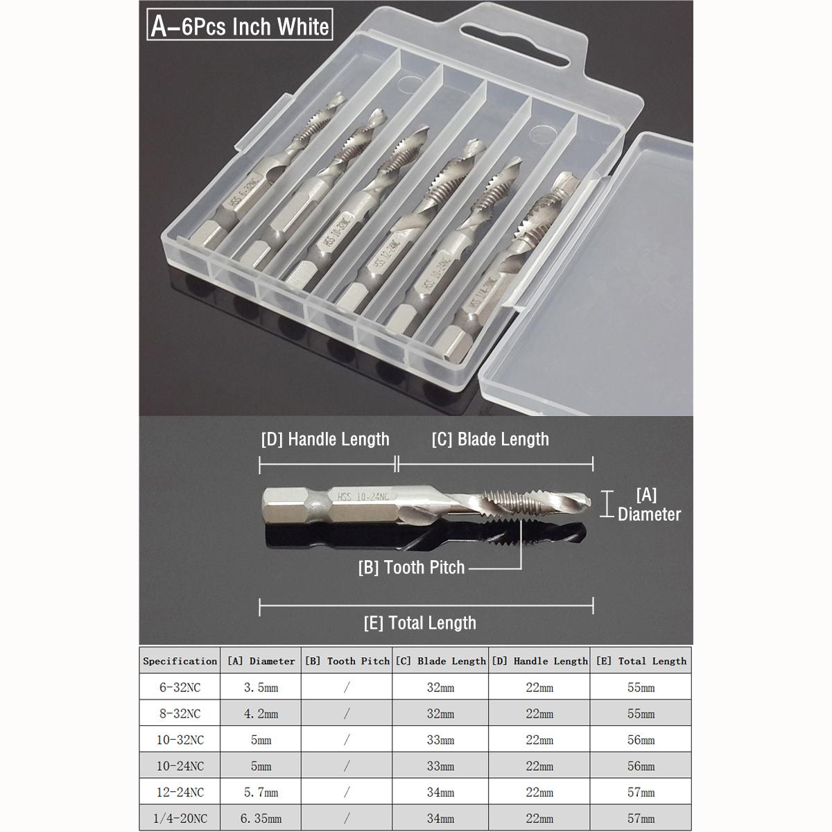 

Набір складних різьбових насадок M3/4/5/6/8/10 Спіральний шестигранний мітчик Зенковка Свердла Розгортка Інструменти для нарізання фаски з титану з м’якого металу