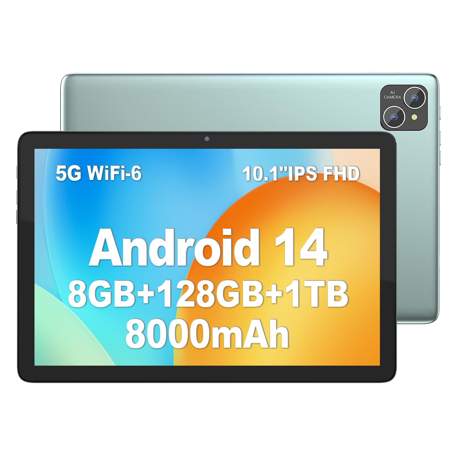 

PUTTECH Android 14 New TF 8000mAh 5G Dual GMS Android Tablet Bluetooth 1280 x 800 FHD IPS Display 10-inch Tablet, Arrival, 10-inch Wi-Fi Model,