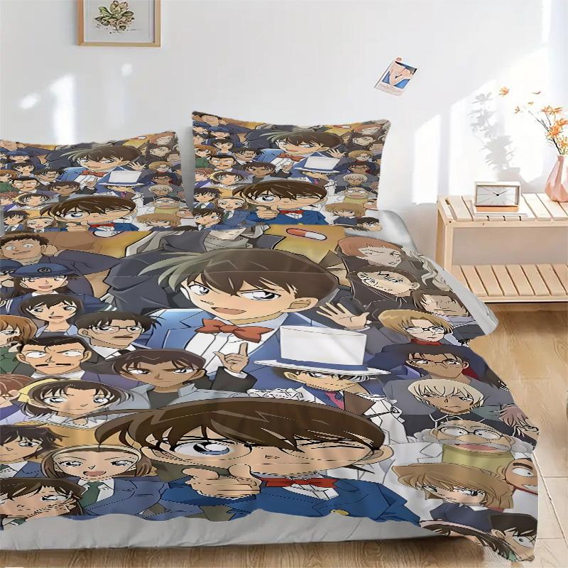 Detective Conan Mystery Print 3Pcs Bedding Setduvet Cover With 2 Bedropillowcase Home Birthday Gift