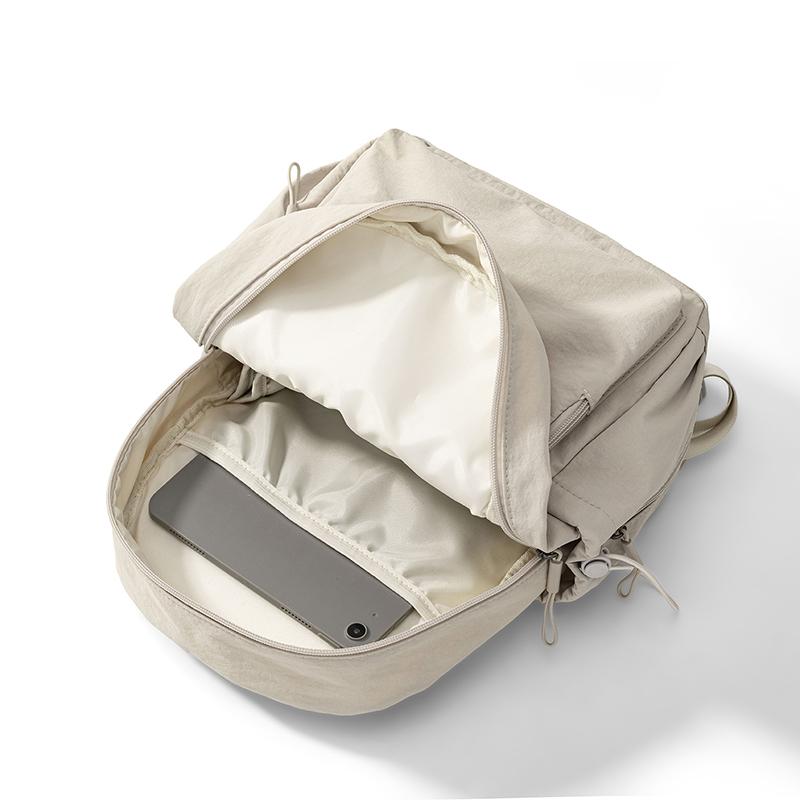 Solid Color Flap Backpack with Front Zipper Pocket Top Handle Adjustable Straps Casual School Daypack