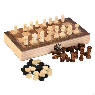 Chess Set 3 In 1 Board Games Cognitive Skills Folding Game Beginner for Indoor