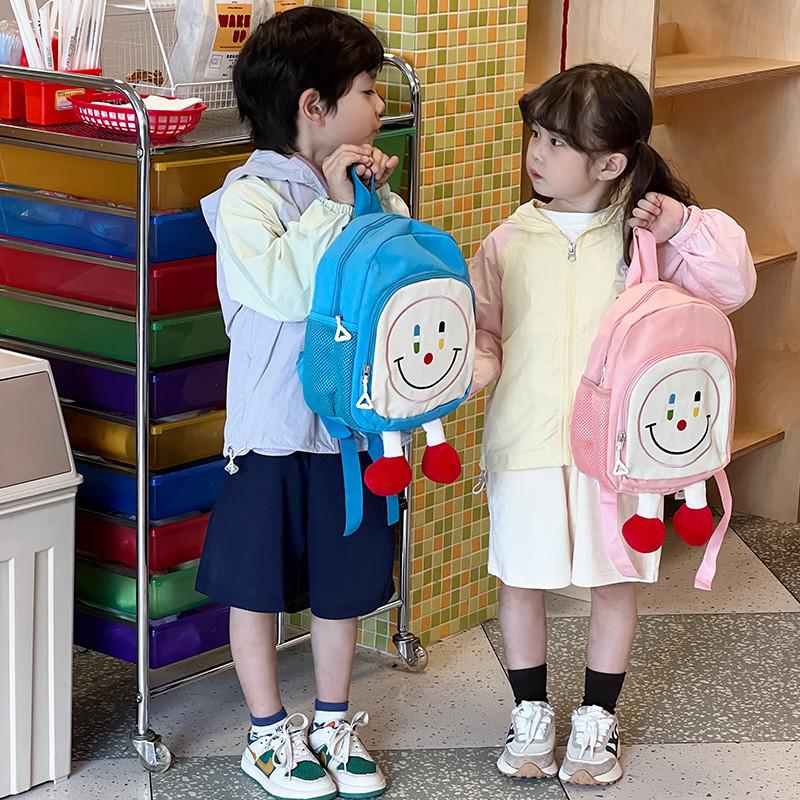 Adorable Plush Smile Face Backpack For Kids Unique Design Lightweight And Spacious