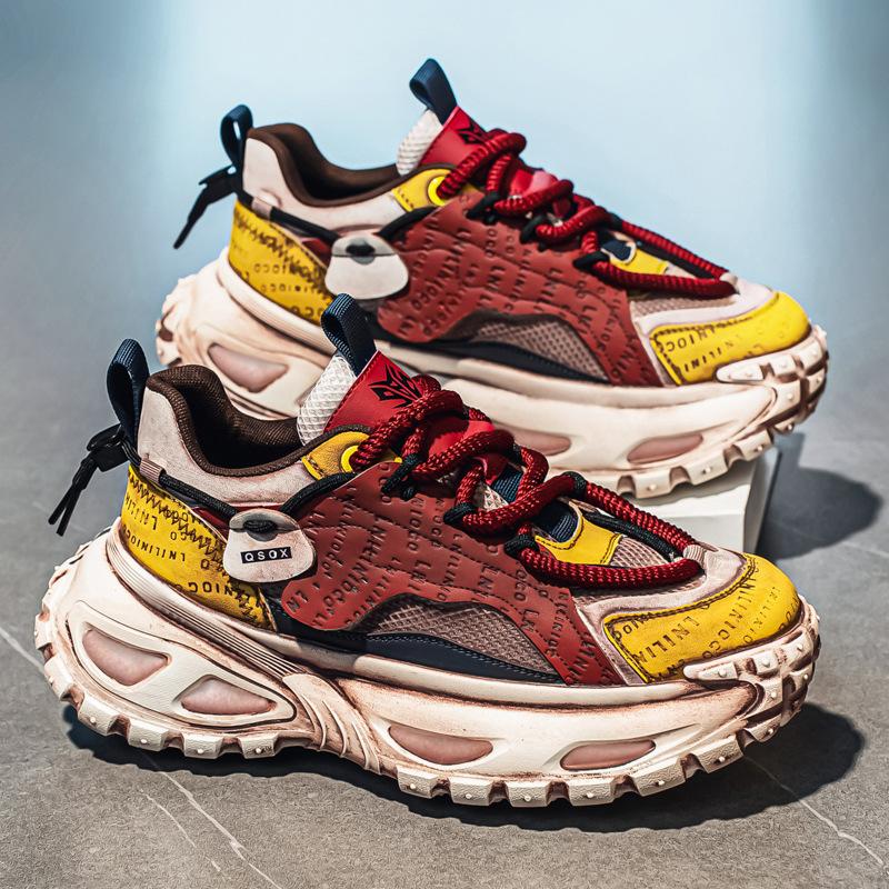Schmutzige Schuhe roh ins trendige Schuhe atmungsaktive lässige Sneaker Teenager Plateau Dad Shoes Laufschuhe