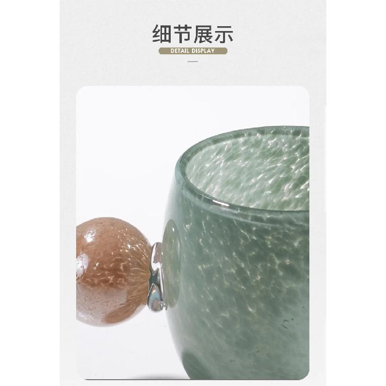 Geometric Glass Water Cup Spherical Handle Coffee Mug Glazed Glass Vase Mugs Coffee Cups Wine Glasses Drinking Glasses