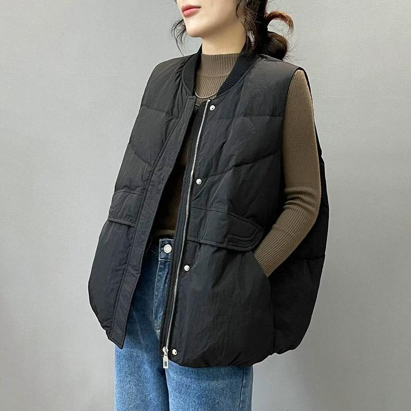 Vest for Women Autumn Winter Sleeveless Tops Vest Oversize Thickened Down Casual Solid Color  Vest
