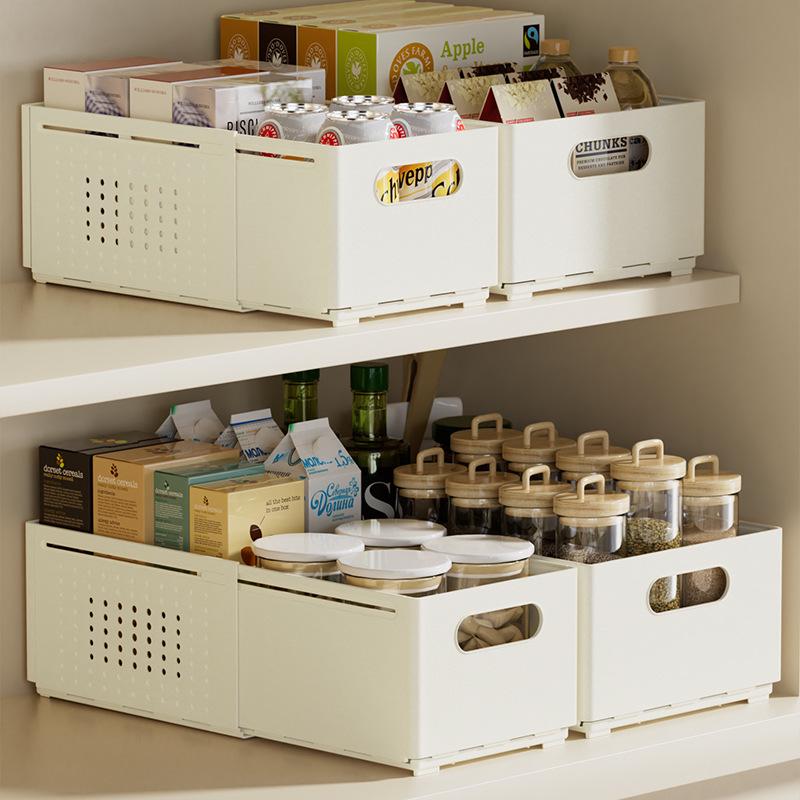 Retractable Right-Angle Cabinet Storage Drawer for Kitchen Sundries