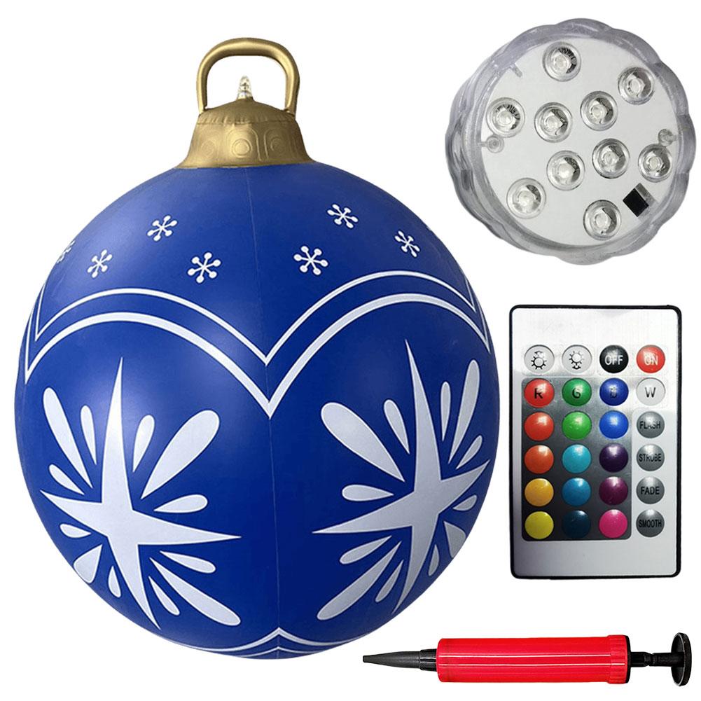 60cm Outdoor Christmas Inflatable Ball PVC Giant Big Large Balls Toy New Year Party Courtyard Decoration Tree Pendants Baubles