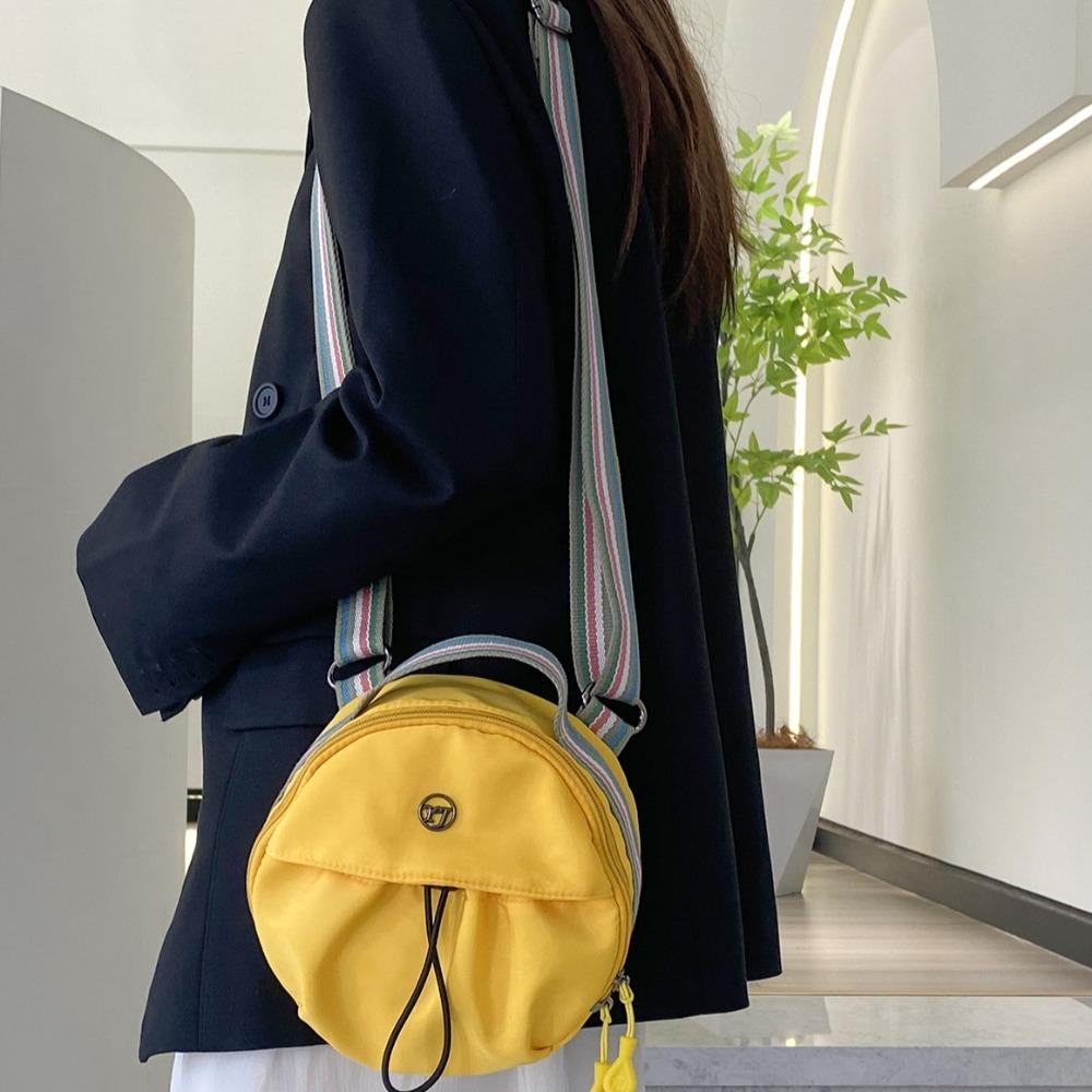Large Capacity Small Round Backpack Nylon Round Crossbody Bag  Daily Matching