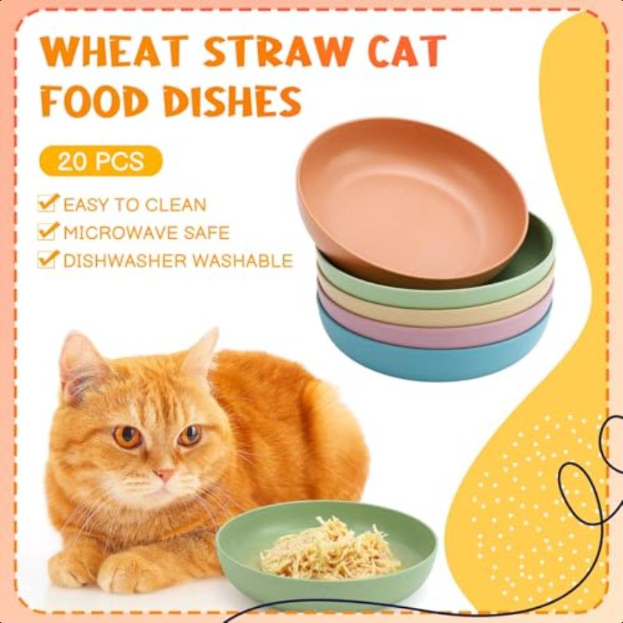 Zestaw 20 sztuk płytkich miseczek dla kota 5,5 cala plastikowe talerzyki na karmę dla kota na mokrą karmę dla kociąt z krótkimi nogami