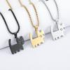 New Walking Cat Pendant Titanium Steel Simple Necklace Jewelry for Men and Women