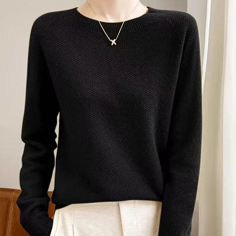 Women's Soft Fluffy Wool Round Neck Sweater - Casual Style for Autumn & Winter 2025