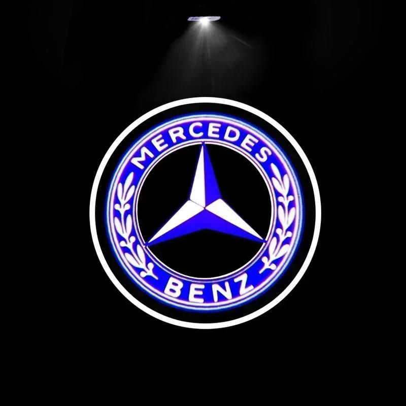 C200 E200  For Mercedes Benz 2025 For Benz AMG 2pcs Car Door Welcome Light Led HD Projector Lamp Courtesy Lights For Mercedes Be