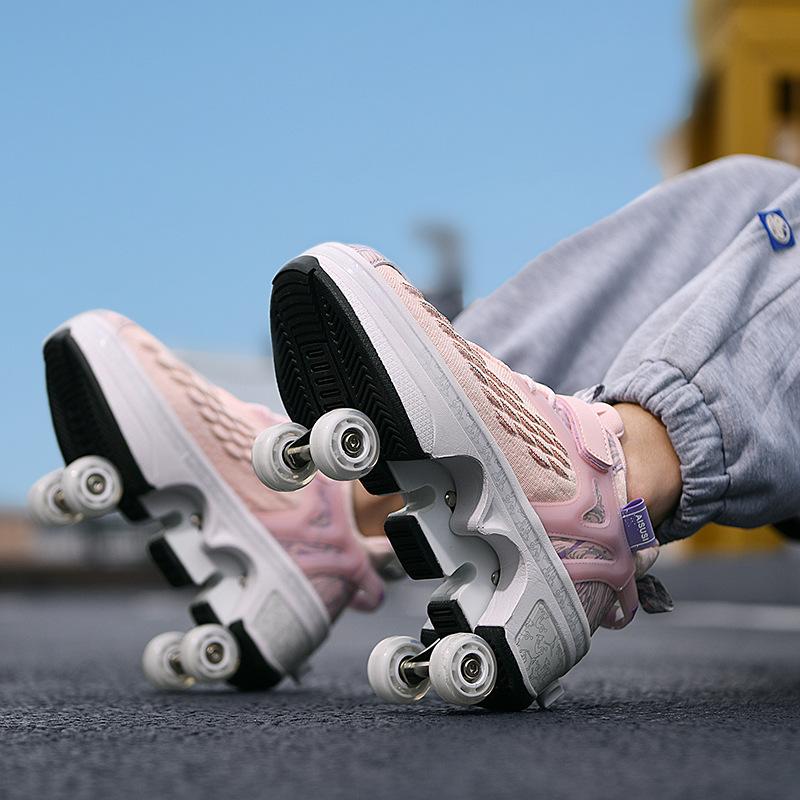 

Четырехколесные беговые коньки, которые можно собирать, деформированные ботинки, высокоэластичные летающие тканые роликовые коньки, дышащие сетчатые мужские и женские беговые коньки 43