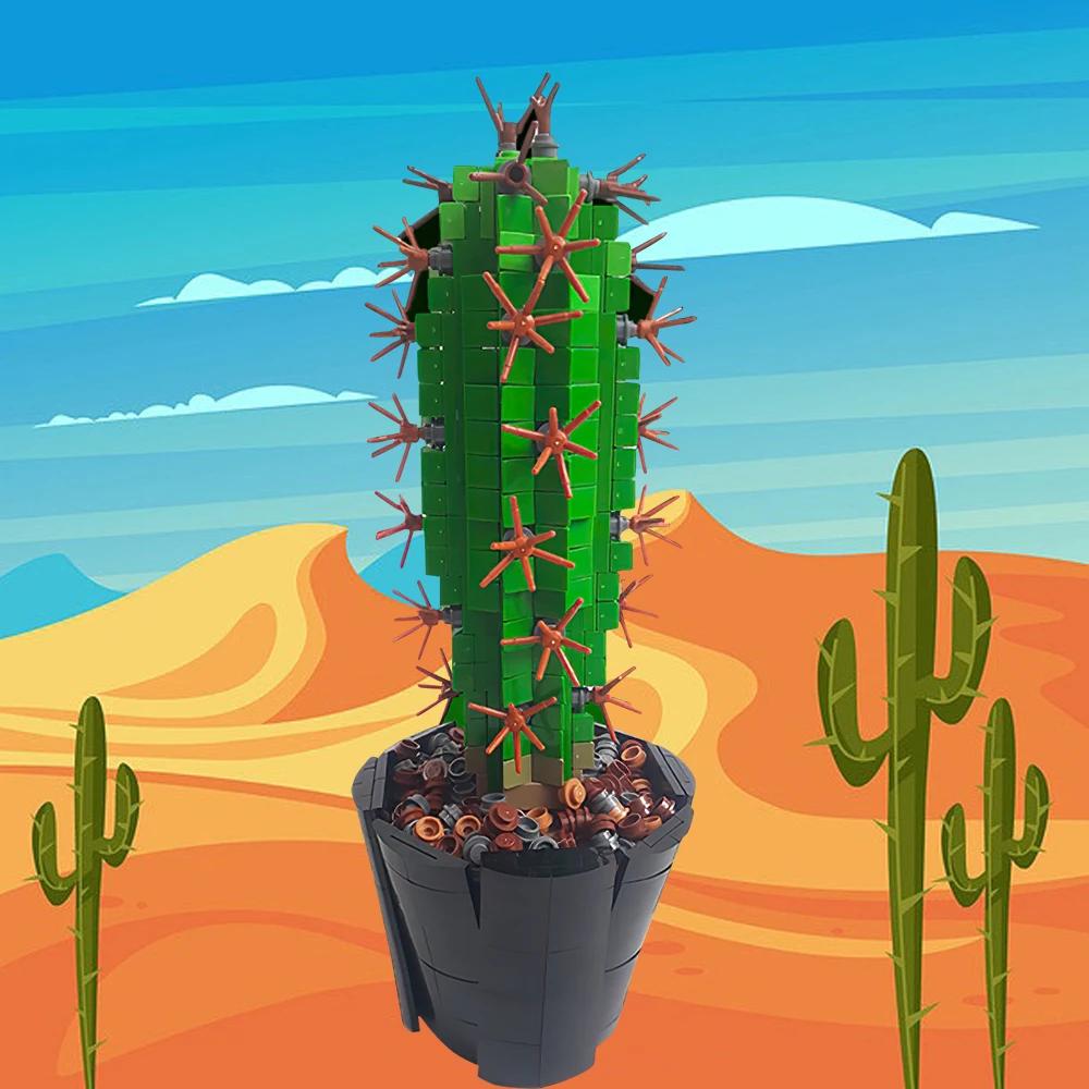 MOC DO IT YOURSELF Cactus Construction Bricks Bouquet 3D Model Toy Home Decor Plant Potted Assembly Romantic Set Brick Toy Child Gift Idea