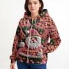 Women's Casual Fashion Long-Sleeved Zip-Up Christmas Print Knitted Hoodie