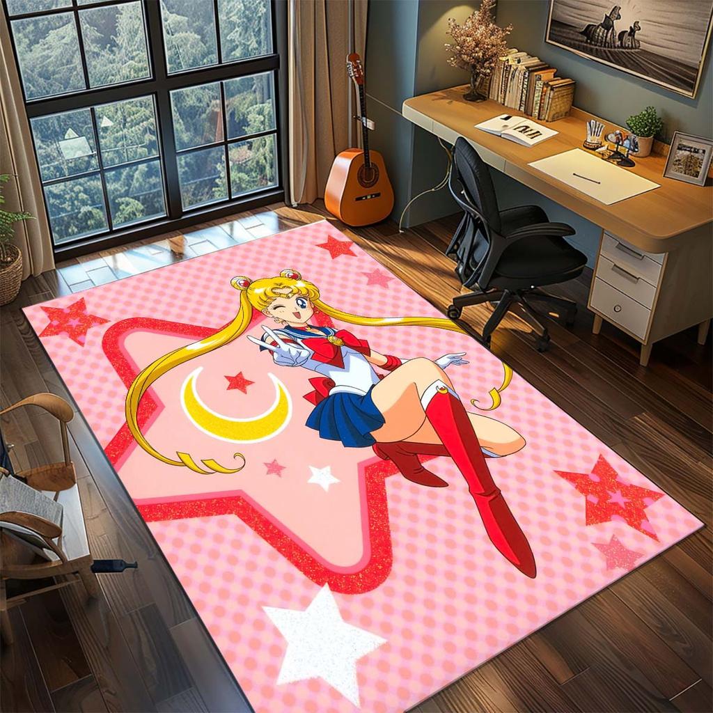 Sailor Moon Anime Teppich Großer Teppich Rutschfeste Waschbare Fußmatte Gamer Zimmer Schlafzimmer Heimdekoration -QJY