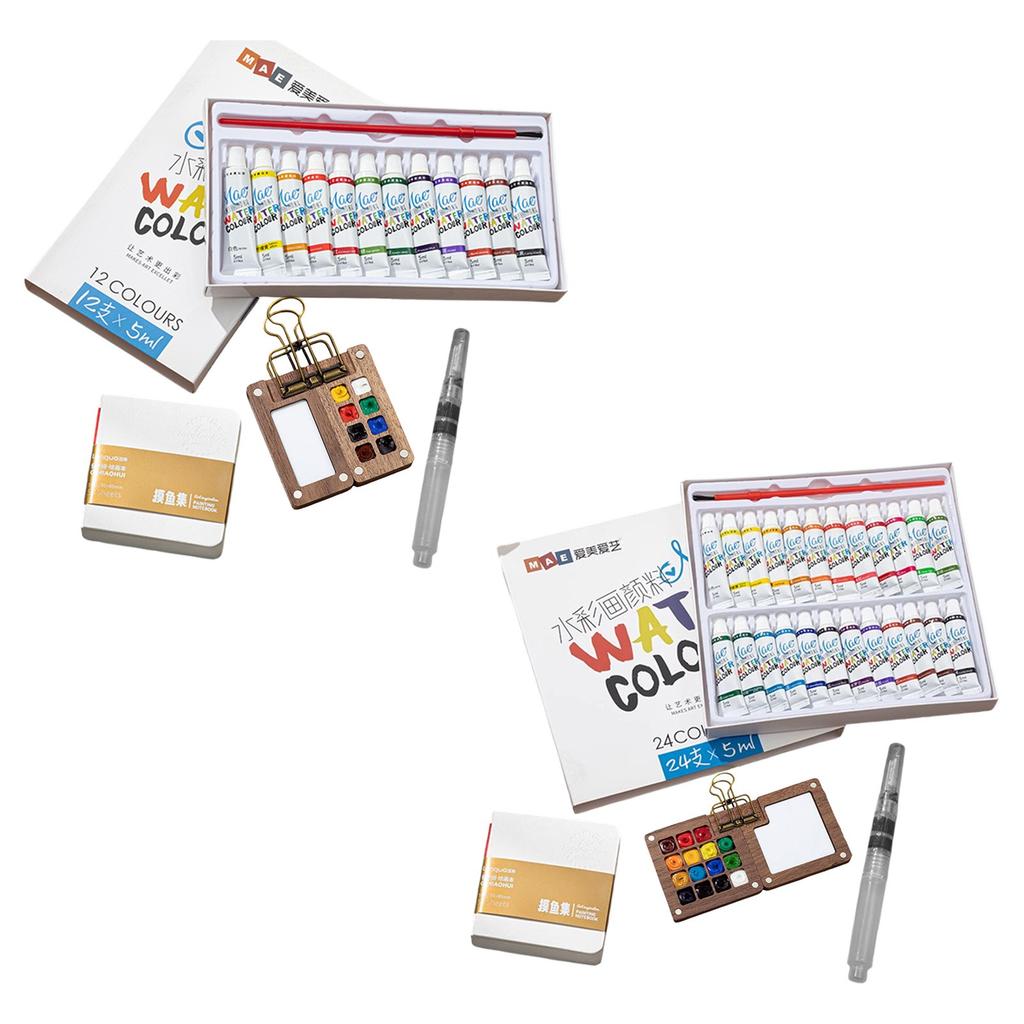 Small  Watercolor Paint Set With Picture Book, With Paint For Beginners,