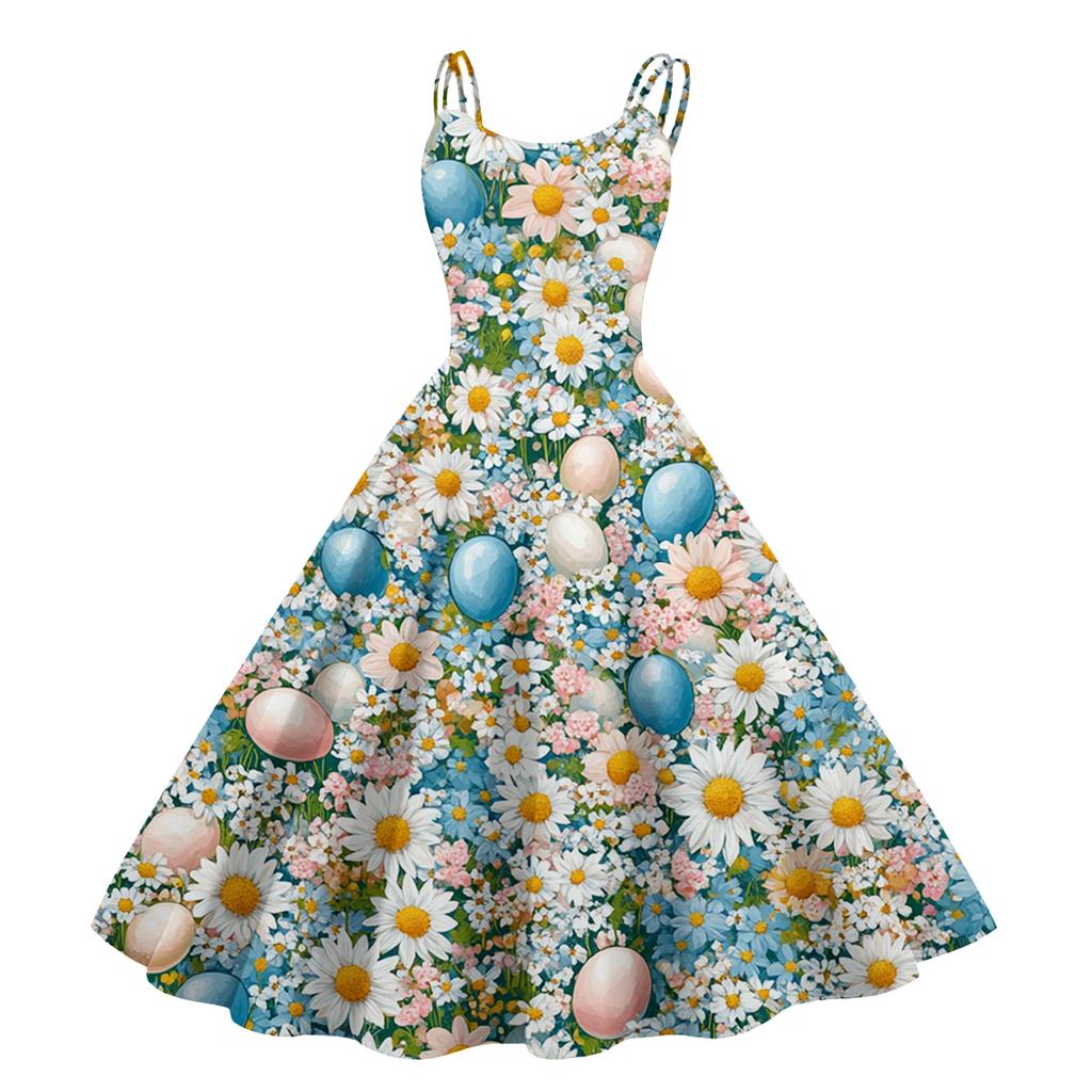 Damen Print Sexy Schulterfrei Punk Vintage Kleid