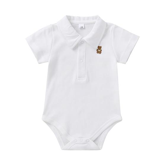 

Комбинезон с воротником из дышащего хлопка для новорожденных и маленьких мальчиков, комбинезон с короткими рукавами для дома 50cm белый