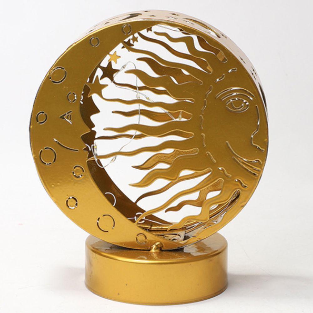 Gold Moon Castle LED Light Wrought Iron Ramadan Desk Ornament Ramadan Night Light  Bedroom