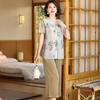 Chic Summer Set: Stylish Two-Piece Short-Sleeve Outfit for Middle-Aged and Elderly Women