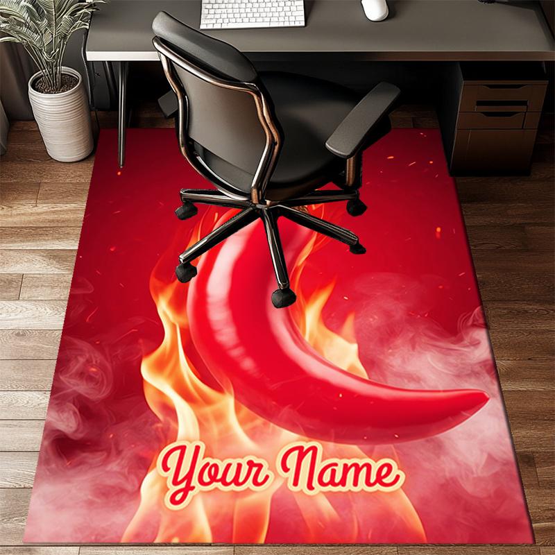1PC Custom Name Chili Pepper Artwork Theme Floor Mat Ideal for Living Room, Game Rooms, Office, Bedroom, Floor Mat Playful Design