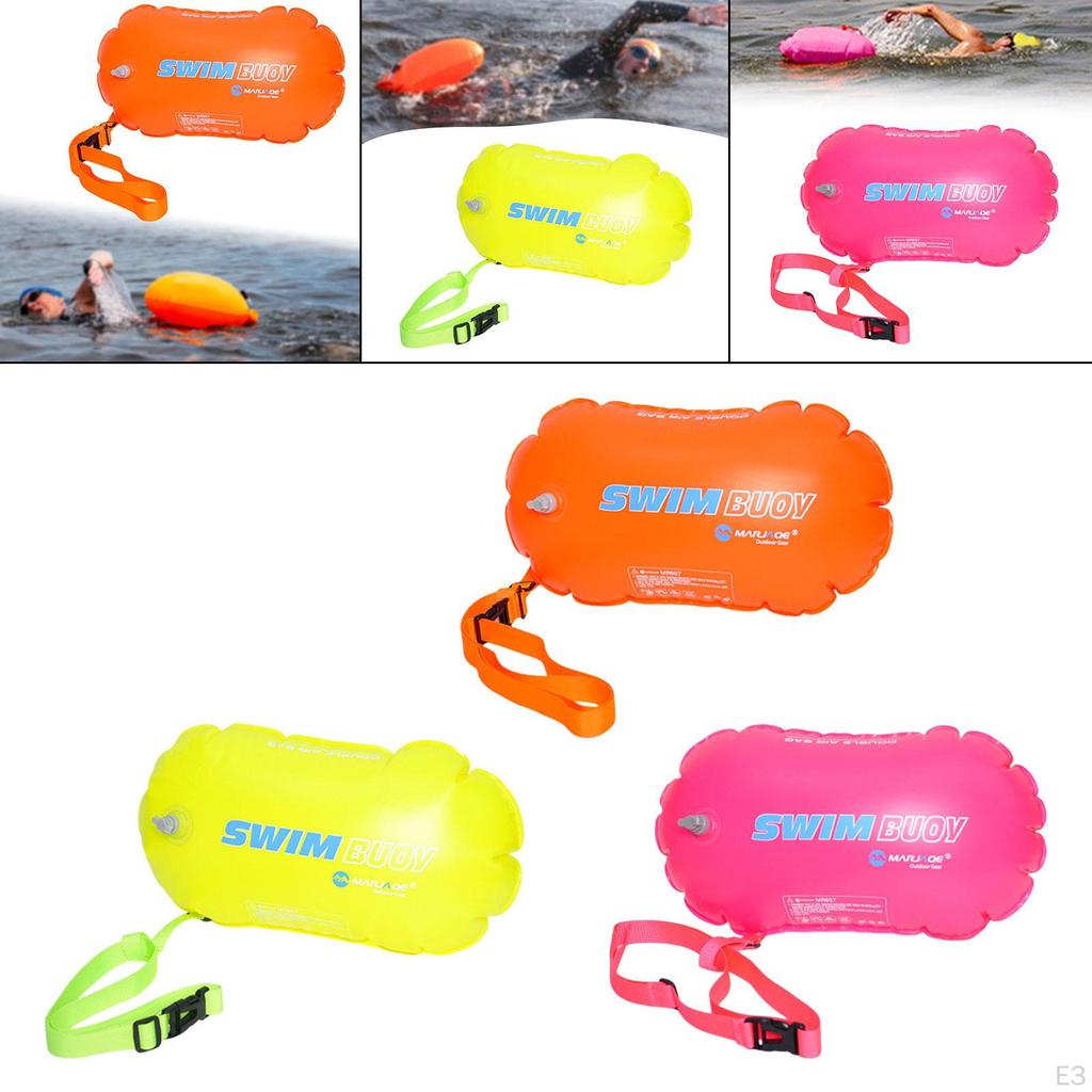 Aquatic Swim Buoy with Waterproof Bag And Adjustable Waist Belt, Double Inflatable Cushion
