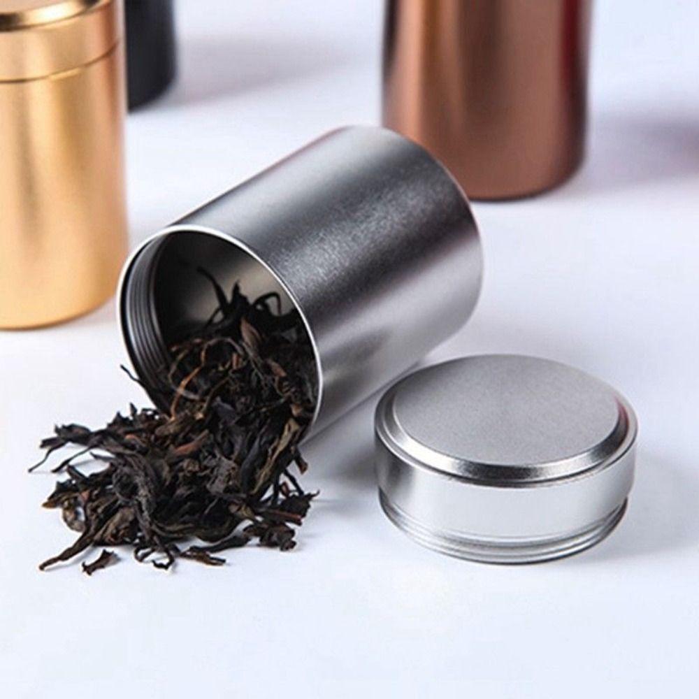 Round Small Aluminum Cans Metal Candy Jar Sealed Loose Tea Packaging Cans Airtight Smell Proof Container Storage Bottles Jars
