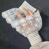 Sweet Floral Stretch Wrist Lace Horn Cuffs Detachable Shirt Fake Sleeves Wristband False Cuffs White