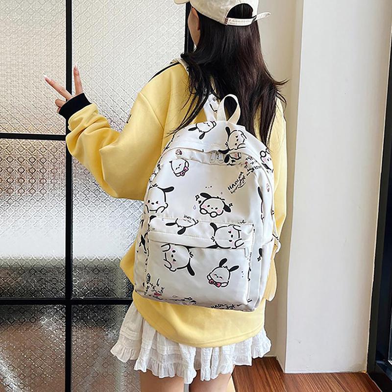 Girls  Simple Junior High School Students Backpack  Graffiti Leisure Backpack White белый