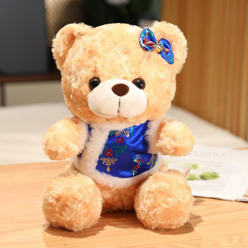 New Year Festive Tang Suit Teddy Bear Doll Plush Toy Children's Rag Doll Decoration Props Doll
