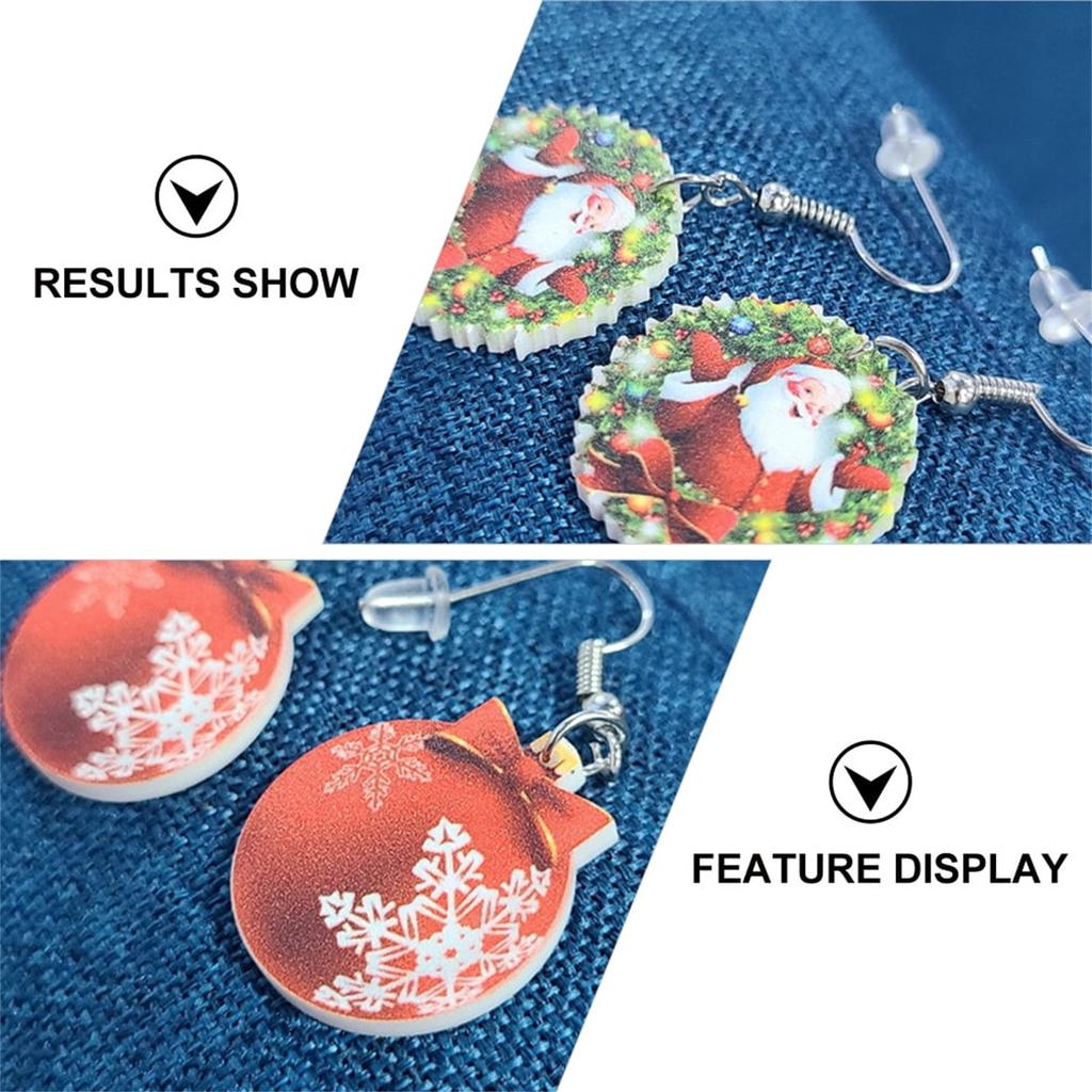 Christmas Accessories 6 Pairs Xmas Designed Earrings Pendant Eardrops Creative Xmas Ear Jewelry