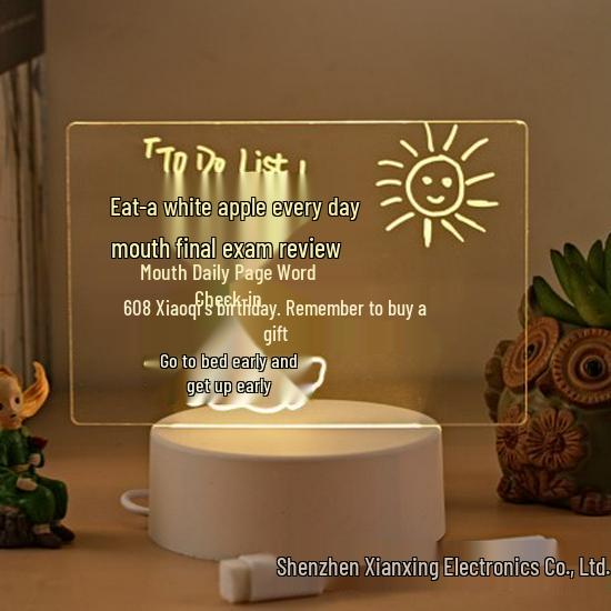 3D Acrylic LED Handwriting Tablet Night Light with Erasable Glow Message Board