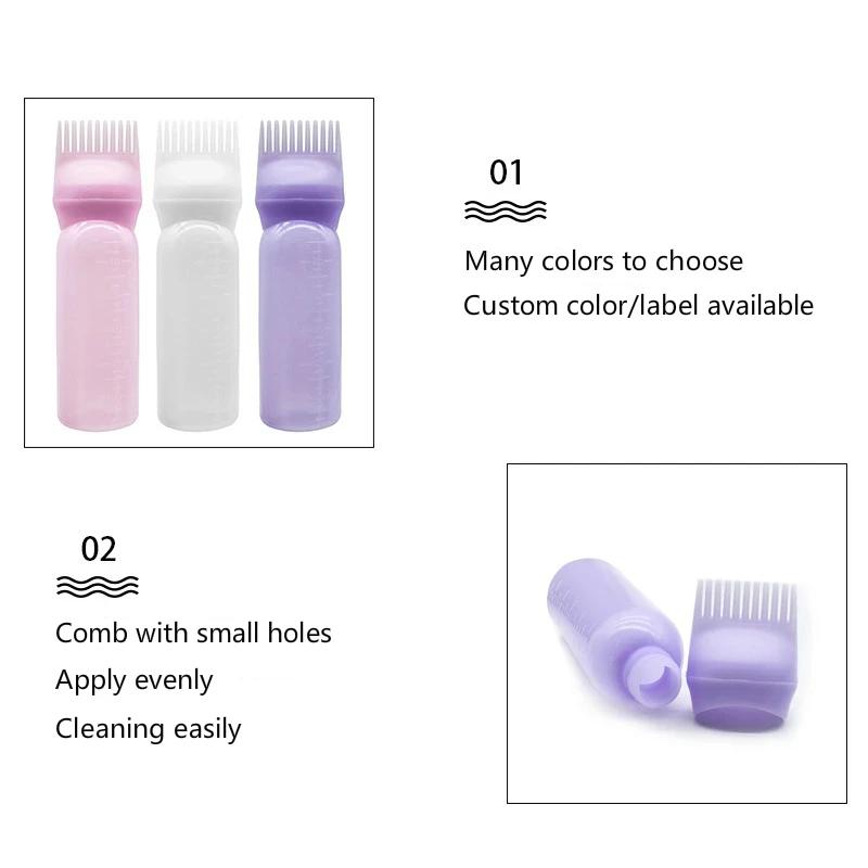 Hair Dye Comb Hairdressing Bottle Scalp Hair Cream Bottle with Teeth Comb Professional Hairdressing Comb Bottle