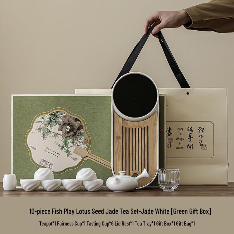 Zhuijia Jade Bamboo Side-Handle Tea Set