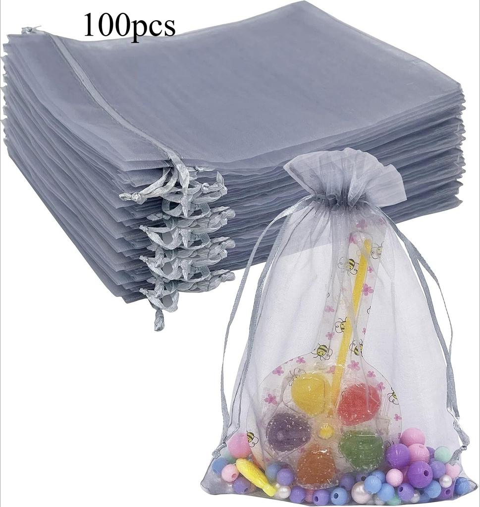 100 Stück/Los Organza Kordelzugbeutel 7x9 9x12 13x18 15x20 Kleine Geschenkbeutel für Hochzeit Schmuck Party Dekoration Verpackung