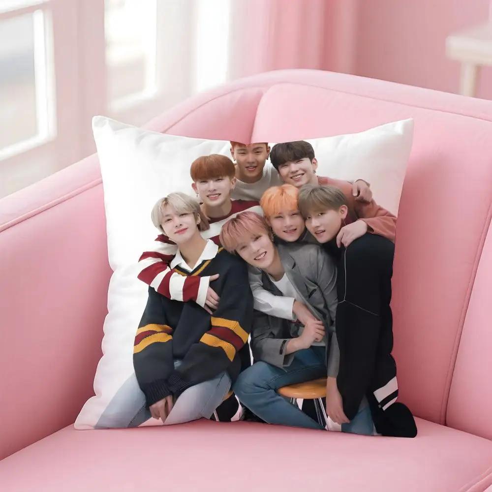 M-Monsta X Cushion Cover Pillowcase Short Plush Invisible Zipper Room Sofa Cushion Cover