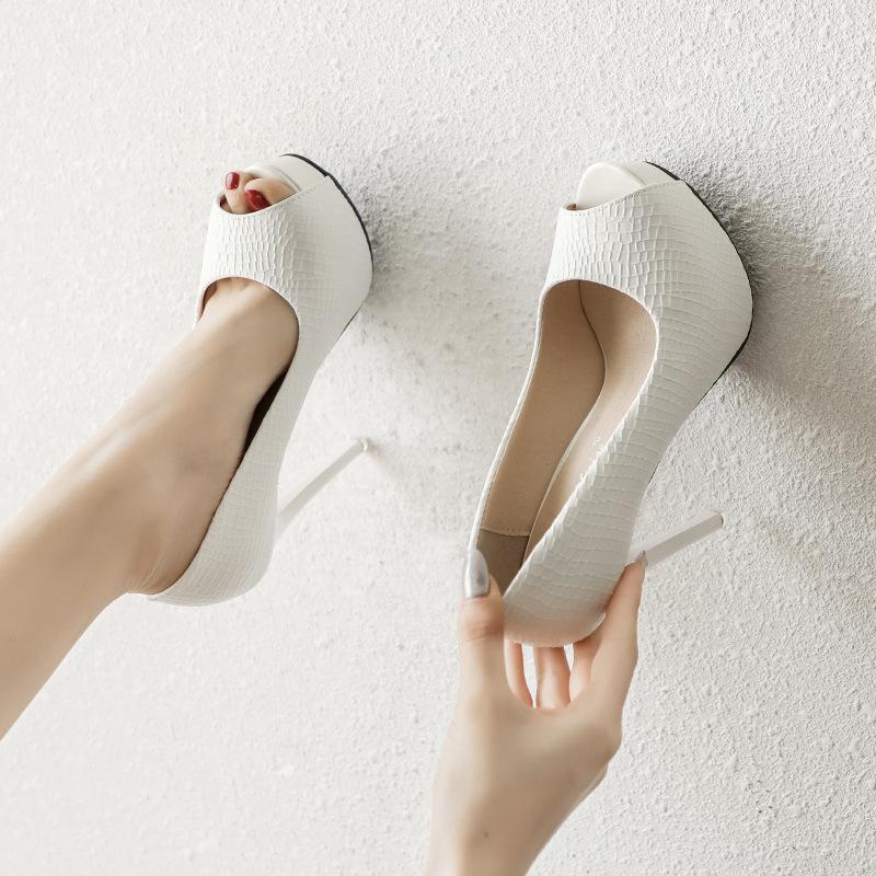 Fashion Summer New Fashion Sexy Thin High Heels Shoe Peep-toe Platform Hollow Out Women Party Gladiator Sandals Pumps 12cm Heels Women