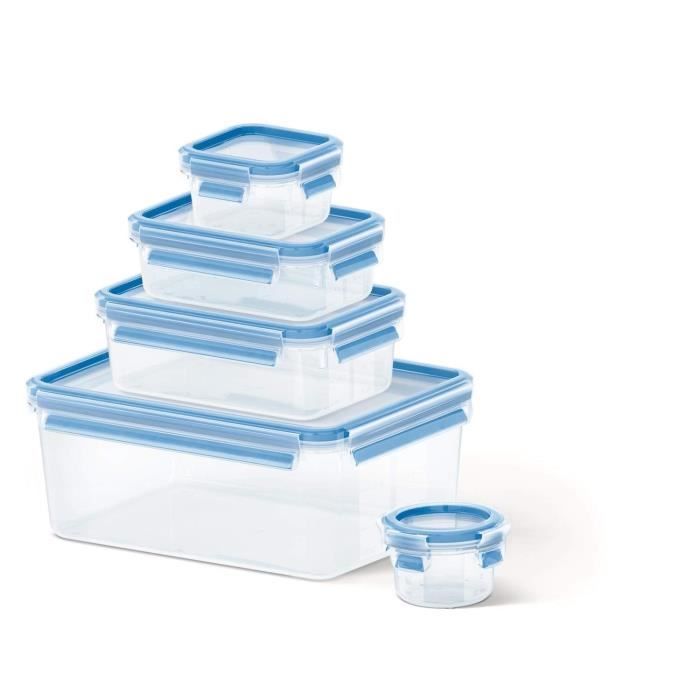 Clip Boxes&close Emsa - Pack of 5 - 3d Blue - Plastic - Dishwasher, Freezer, Microwave Safe