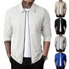 Autumn Men's Zippered New Waffle Cardigan Jacket Lapel Jacket Coat or Wear It Alone Casual Top