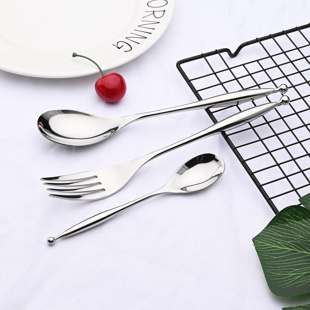 New Luxury 304 Stainless Steel Sliver Flatware Cutlery Set Food Knife Fork Spoon Western Dinnerware Tableware Set Kitchen Accessories